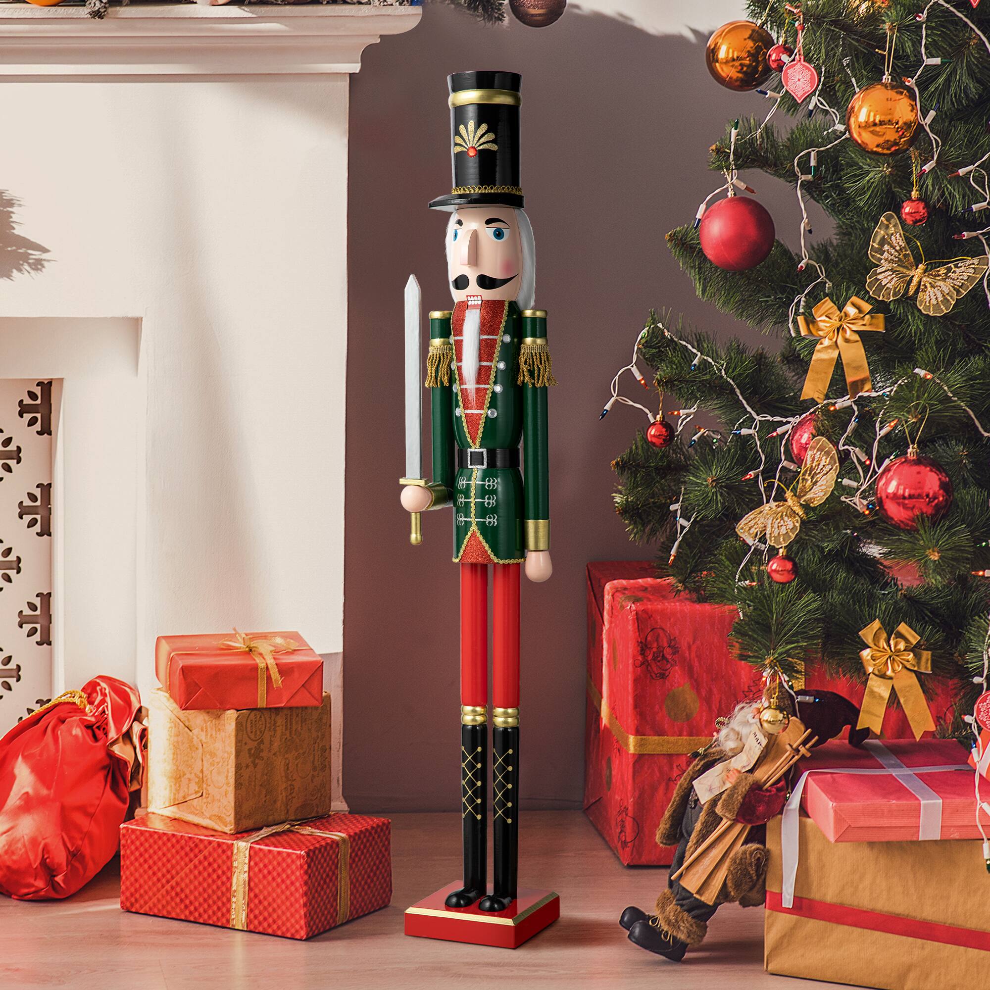 Glitzhome® 3.5ft. Wooden Christmas Soldier Nutcracker